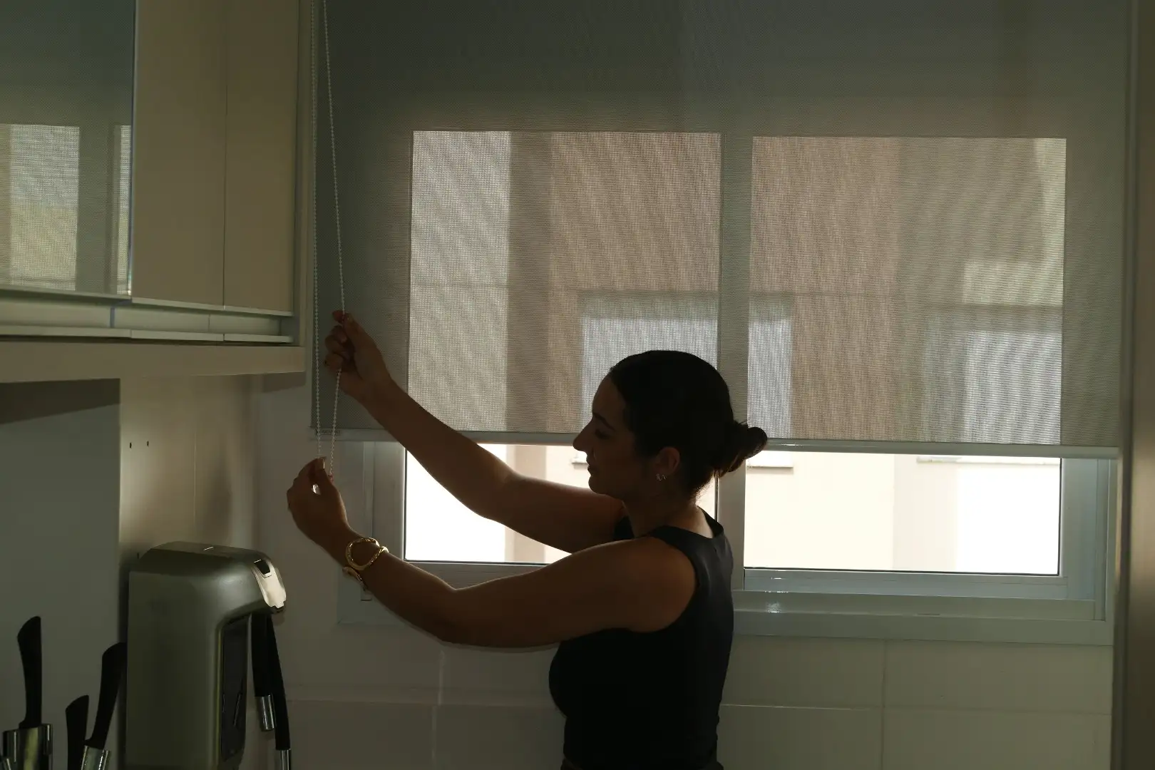 Persiana Rolô Tela Solar 5% Cinza